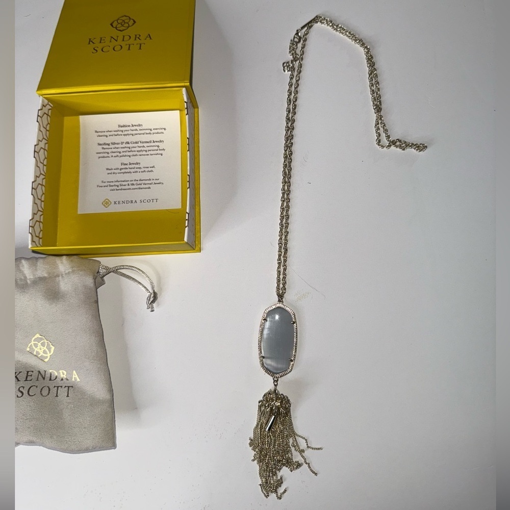 Kendra Scott Silver Necklace with Gray Pendant